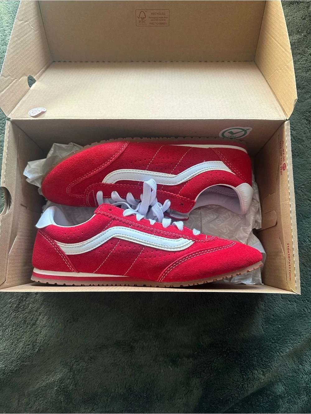 Vans Women's Red and White Low-Top Sneakers